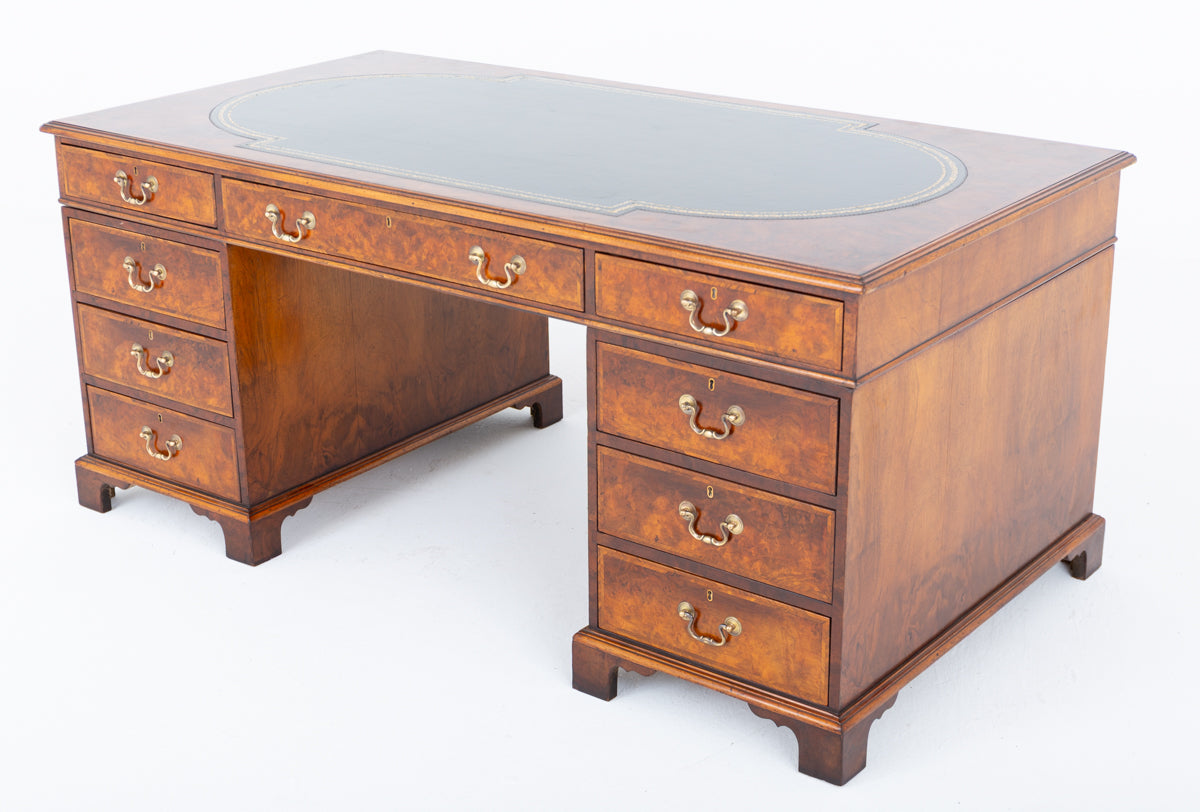 Impressive Burr Walnut Georgian Style Gentleman's Desk