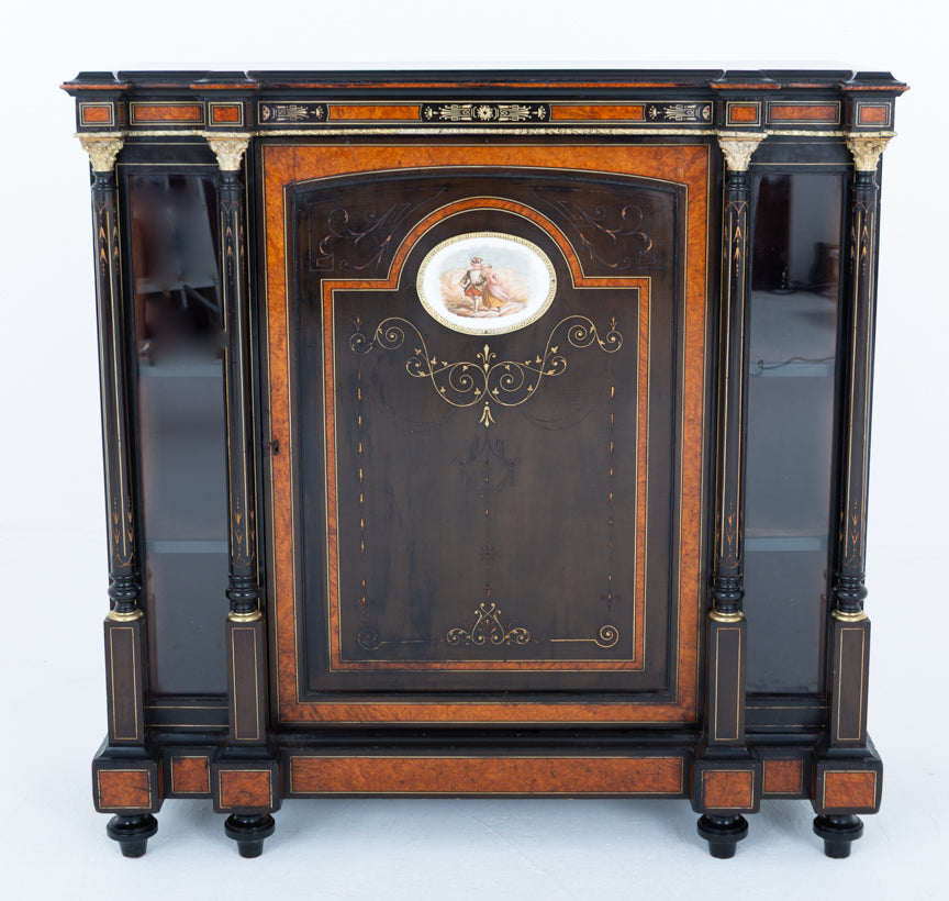 Victorian Walnut and Ebony Side Cabinet