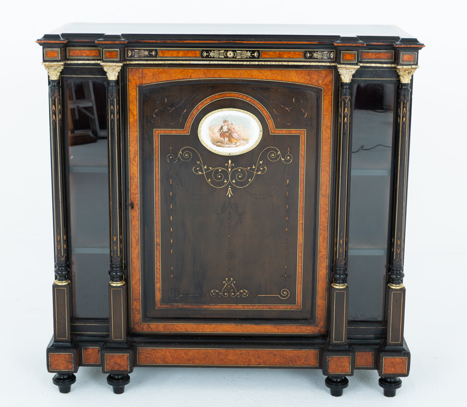 Victorian Walnut and Ebony Side Cabinet