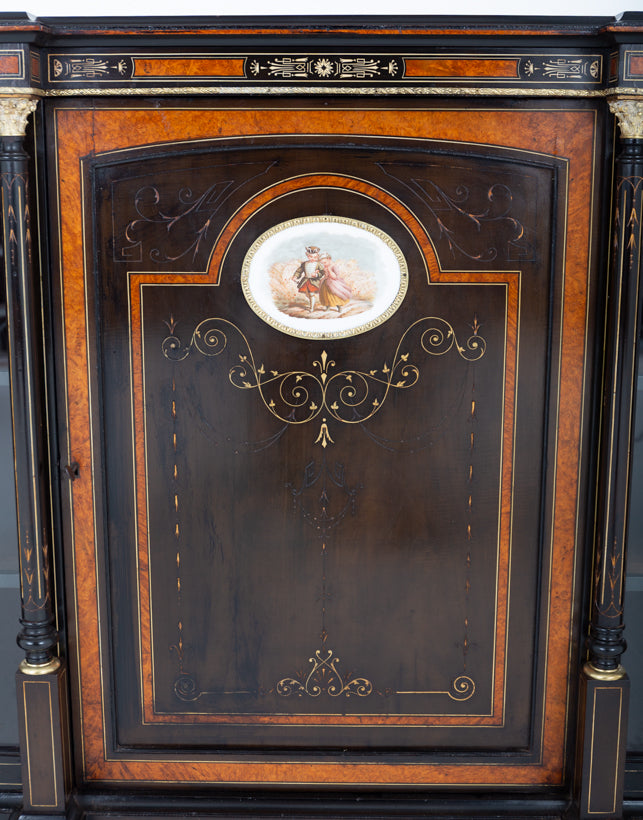 Victorian Walnut and Ebony Side Cabinet
