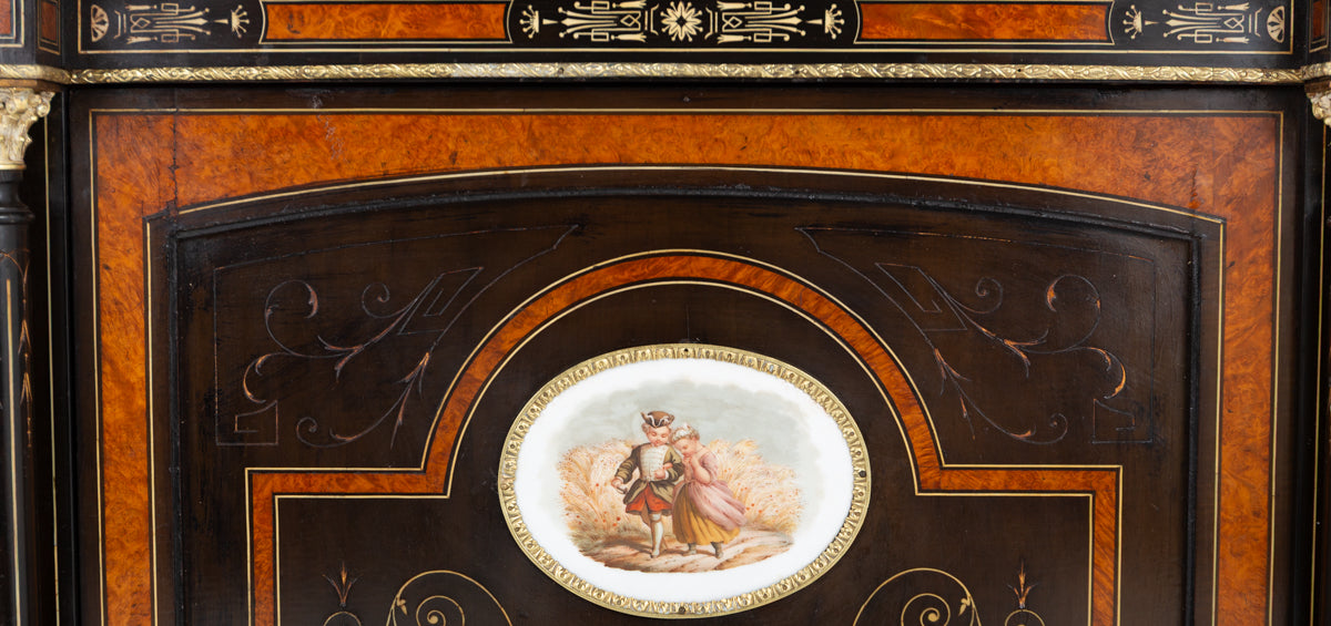 Victorian Walnut and Ebony Side Cabinet