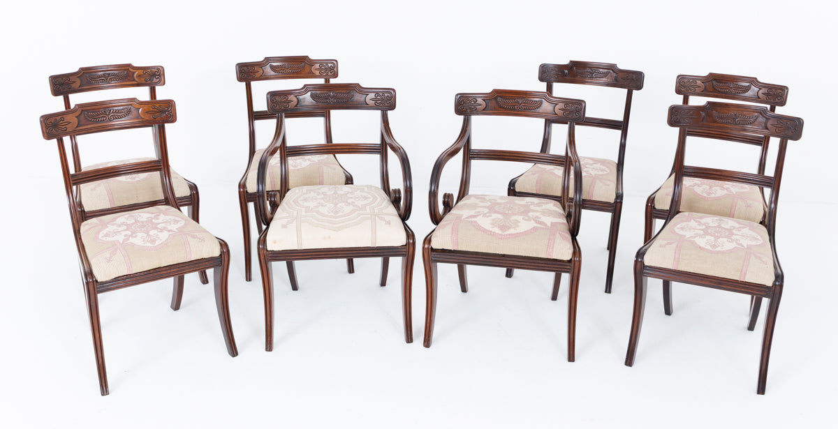 A Good Set of 8 Regency Mahogany Dining Chairs