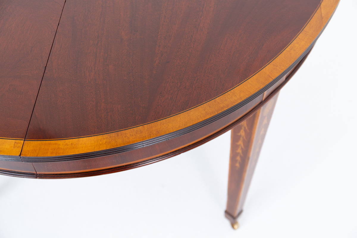 Sheraton Revival Mahogany Inlaid Extending Dining Table