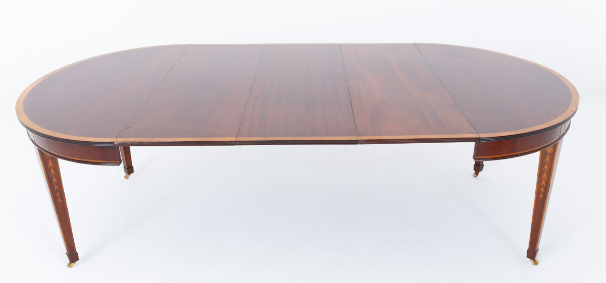 Sheraton Revival Mahogany Inlaid Extending Dining Table