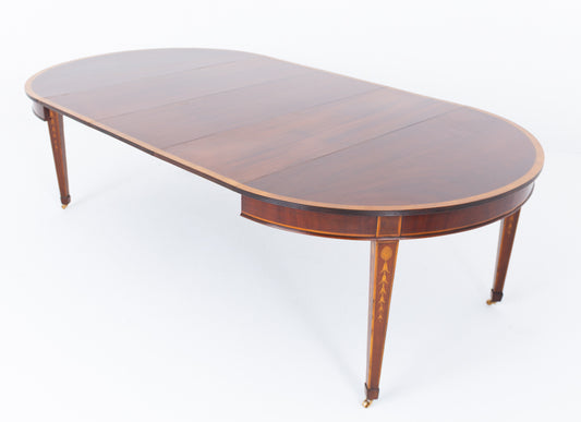 Sheraton Revival Mahogany Inlaid Extending Dining Table