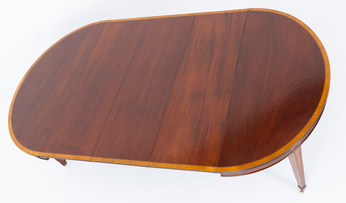 Sheraton Revival Mahogany Inlaid Extending Dining Table