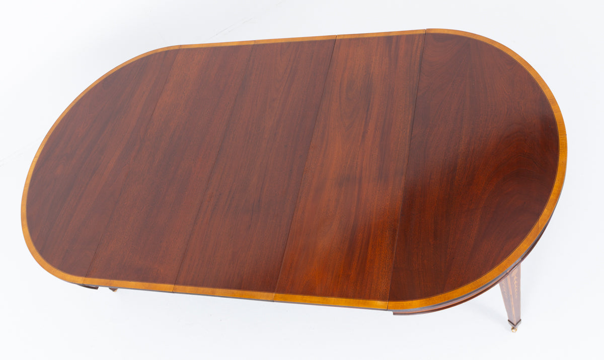 Sheraton Revival Mahogany Inlaid Extending Dining Table