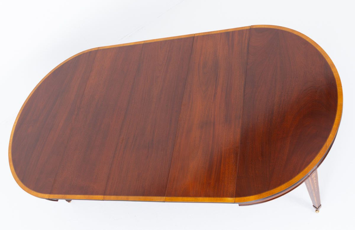 Sheraton Revival Mahogany Inlaid Extending Dining Table