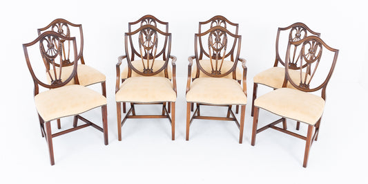 Set of 8 (6+2) Mahogany Hepplewhite Style Dining Chairs