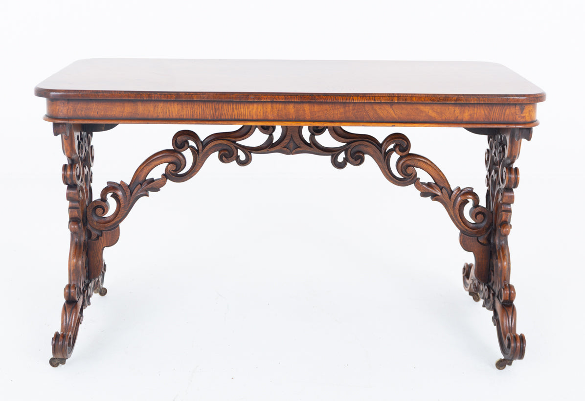Unusual Burr Oak Stretcher Table
