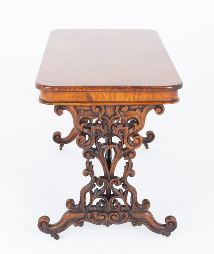 Unusual Burr Oak Stretcher Table