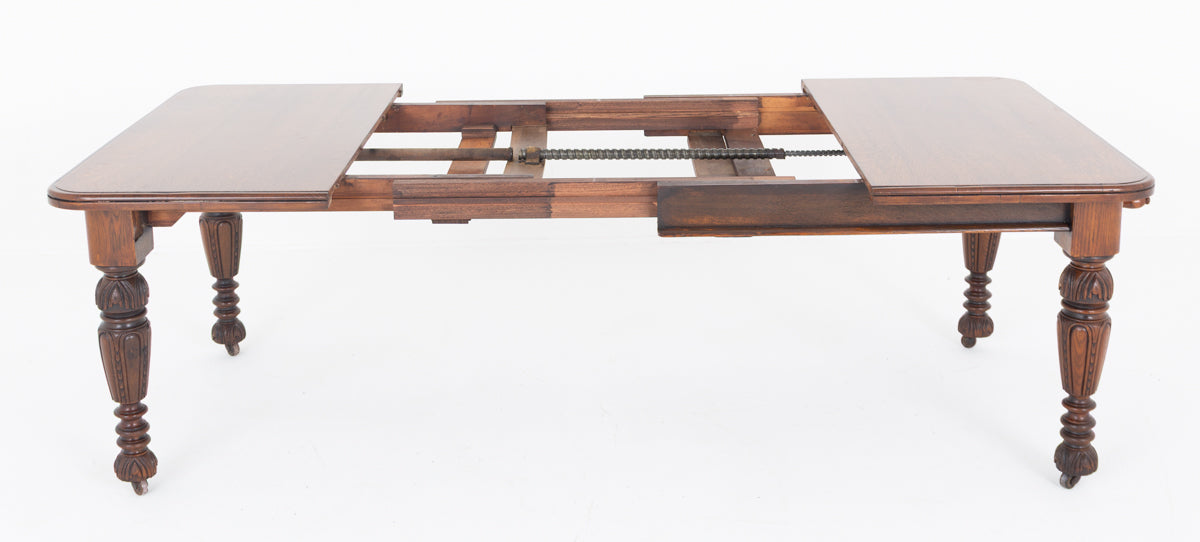 Victorian Oak 2 Leaf Extending Dining Table