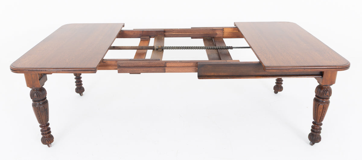 Victorian Oak 2 Leaf Extending Dining Table
