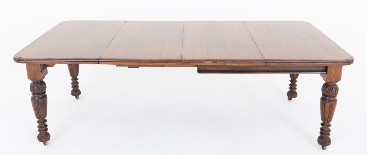 Victorian Oak 2 Leaf Extending Dining Table
