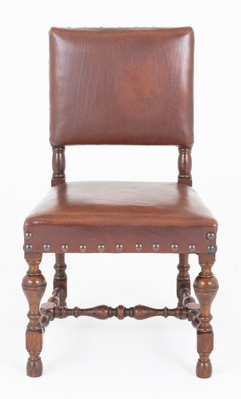 Set of 6 Tudor Revival Oak Dining Chairs