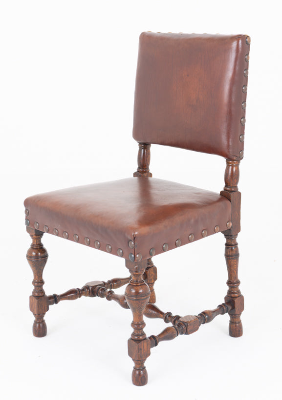 Set of 6 Tudor Revival Oak Dining Chairs