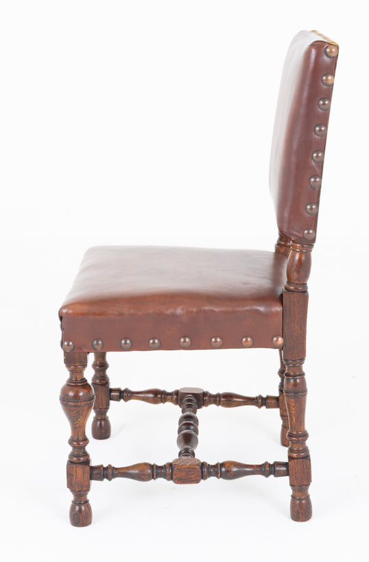 Set of 6 Tudor Revival Oak Dining Chairs