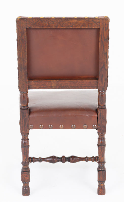 Set of 6 Tudor Revival Oak Dining Chairs