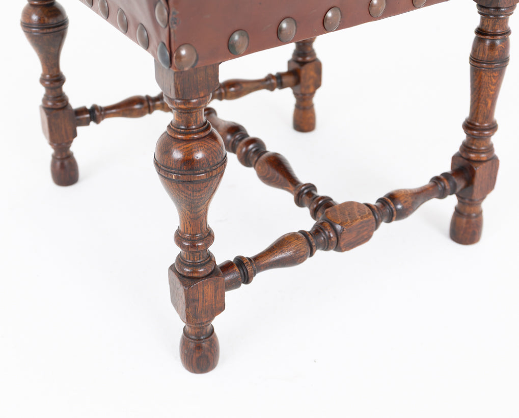 Set of 6 Tudor Revival Oak Dining Chairs