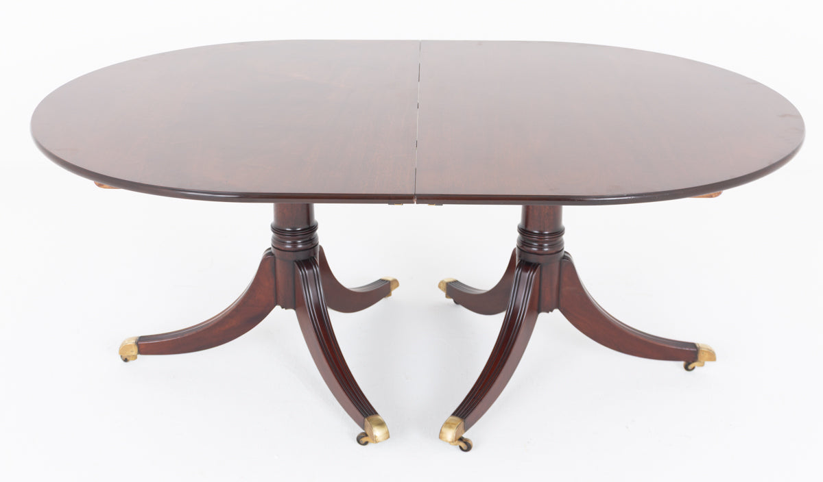 Regency Style Mahogany 2 Pedestal Dining Table