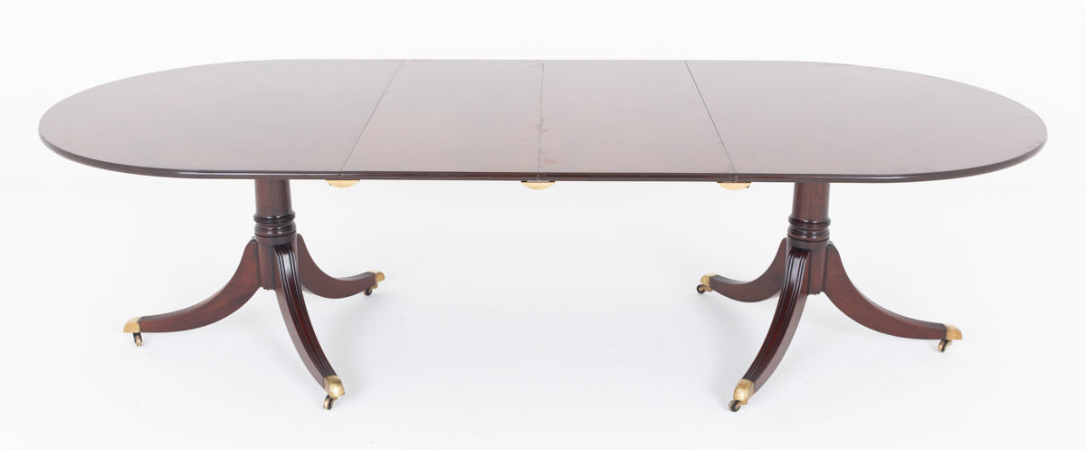Regency Style Mahogany 2 Pedestal Dining Table