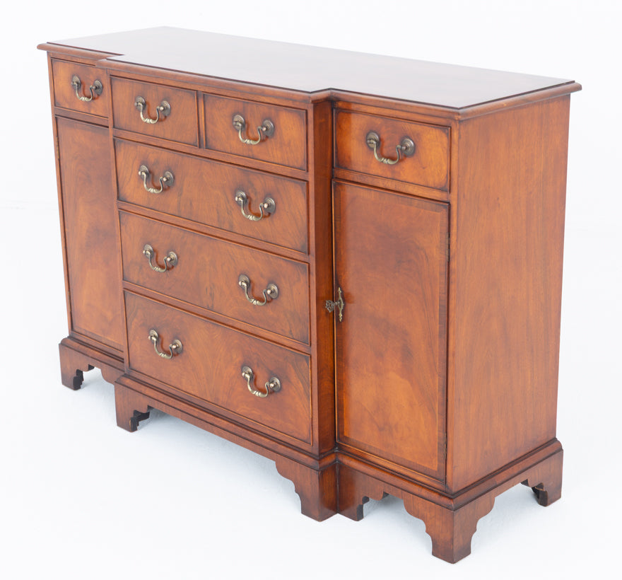 Georgian Revival Walnut Breakfront Sideboard