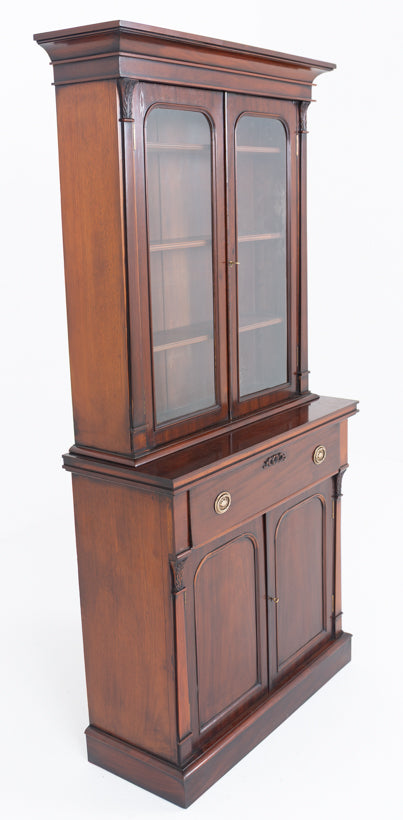 Victorian Mahogany Glazed Secretaire Bookcase