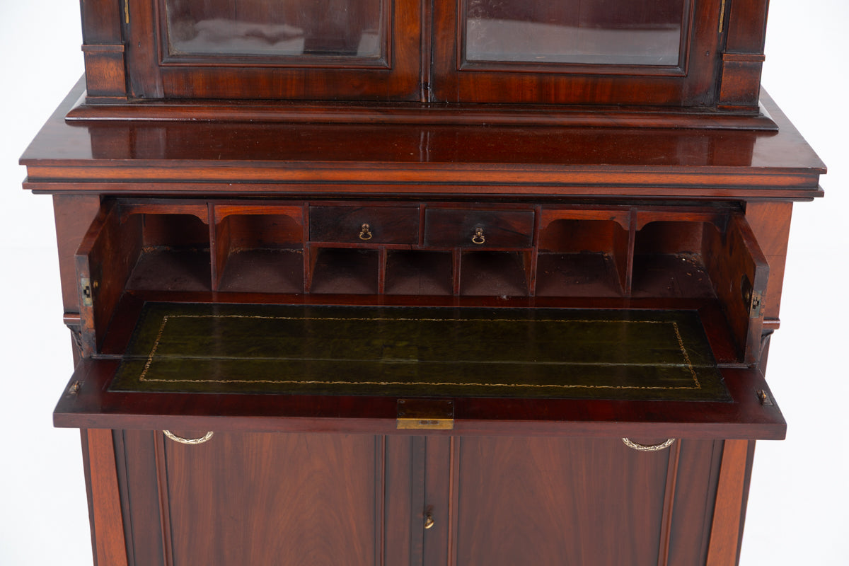 Victorian Mahogany Glazed Secretaire Bookcase