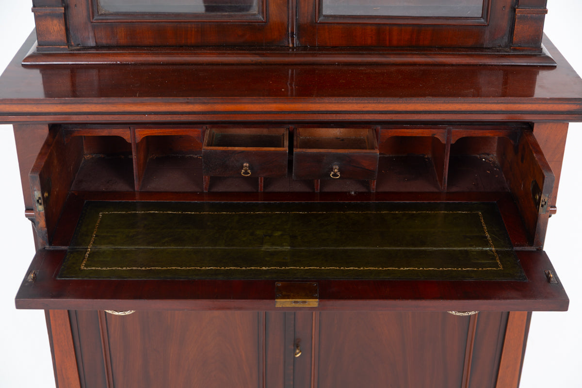 Victorian Mahogany Glazed Secretaire Bookcase