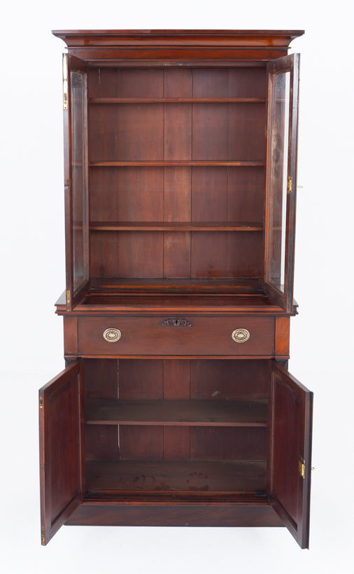 Victorian Mahogany Glazed Secretaire Bookcase