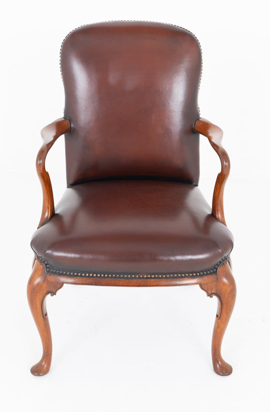 Georgian Style Walnut and Leather Desk Chair