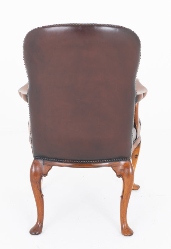 Georgian Style Walnut and Leather Desk Chair