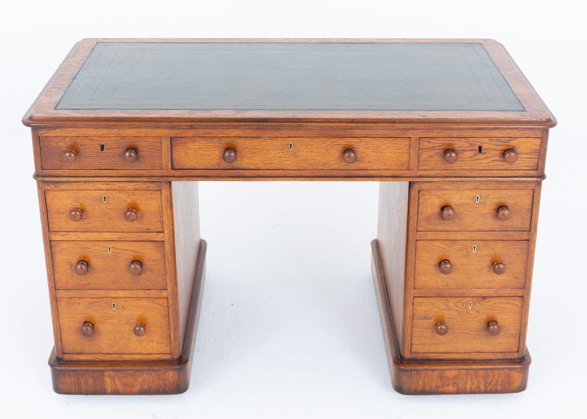 Victorian Oak Pedestal Desk