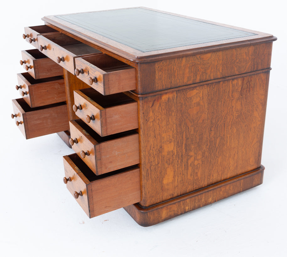 Victorian Oak Pedestal Desk