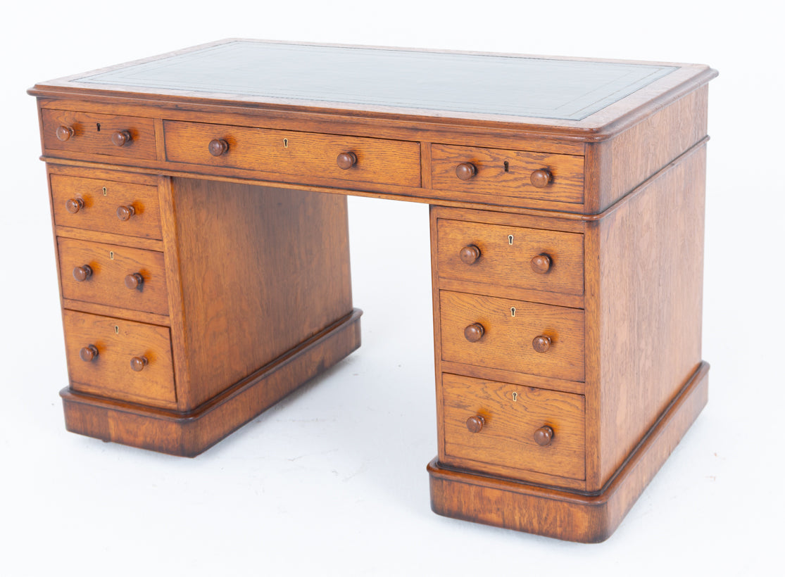Victorian Oak Pedestal Desk