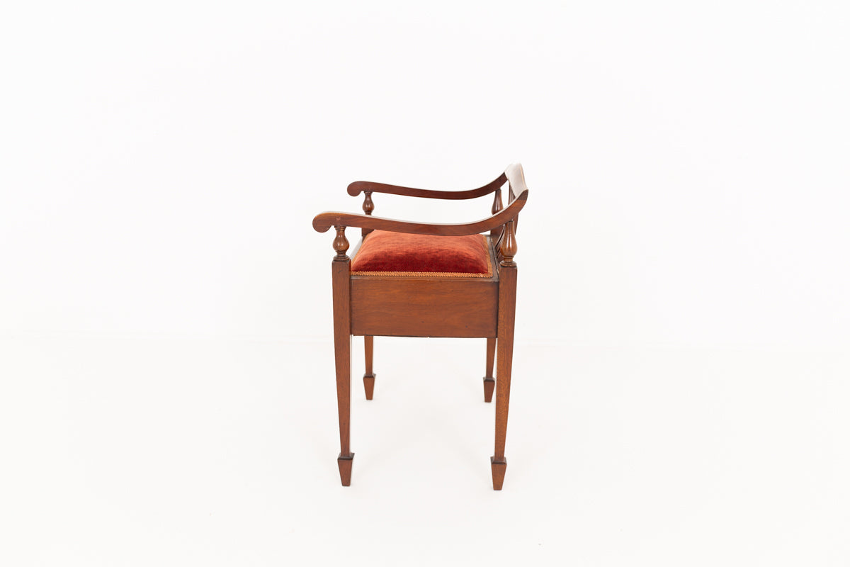 Sheraton Revival Mahogany Piano Stool