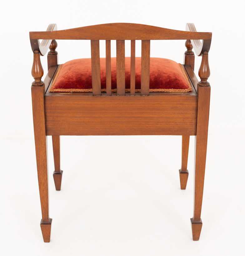 Sheraton Revival Mahogany Piano Stool