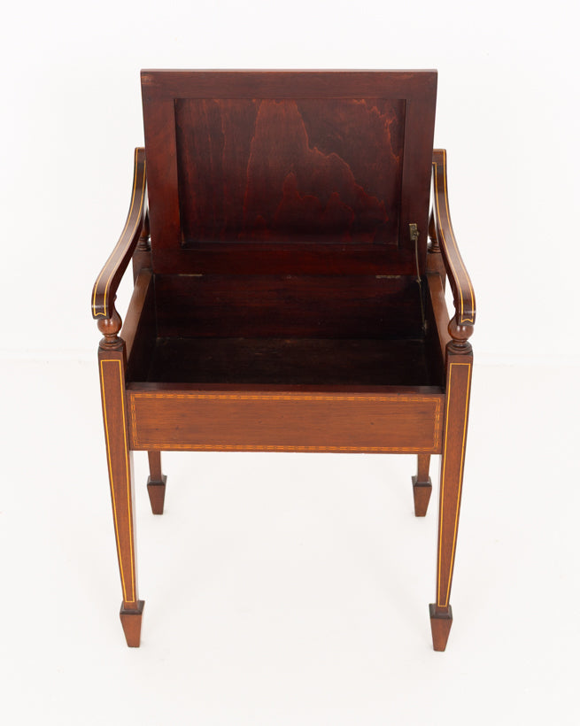 Sheraton Revival Mahogany Piano Stool