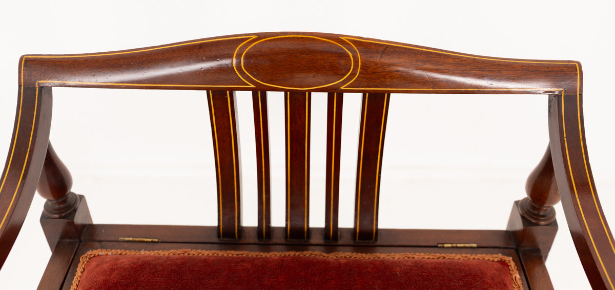 Sheraton Revival Mahogany Piano Stool