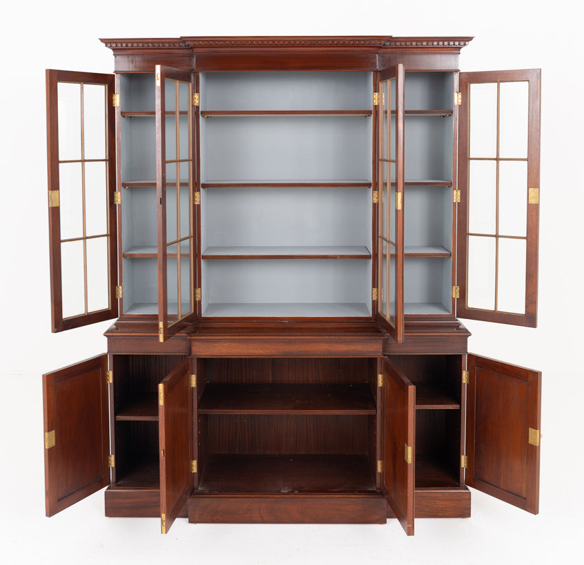 Georgian Revival Mahogany Breakfront Bookcase