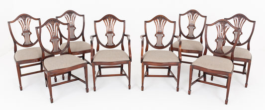 Set of 8 (6 + 2) Mahogany Shield Back Dining Chairs