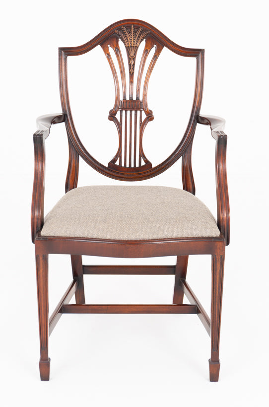 Set of 8 (6 + 2) Mahogany Shield Back Dining Chairs