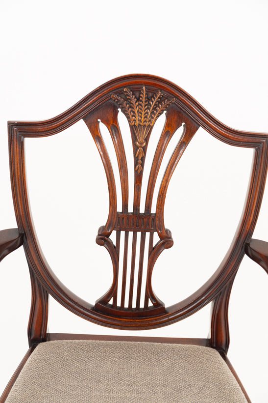 Set of 8 (6 + 2) Mahogany Shield Back Dining Chairs