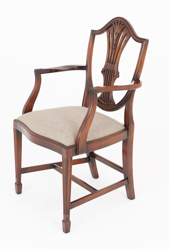 Set of 8 (6 + 2) Mahogany Shield Back Dining Chairs