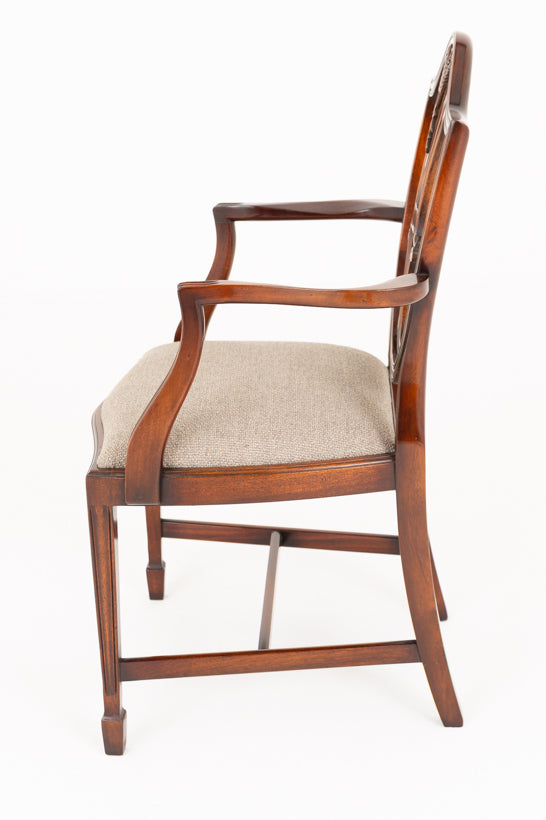 Set of 8 (6 + 2) Mahogany Shield Back Dining Chairs