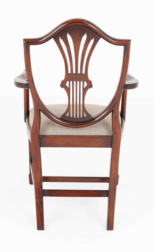 Set of 8 (6 + 2) Mahogany Shield Back Dining Chairs