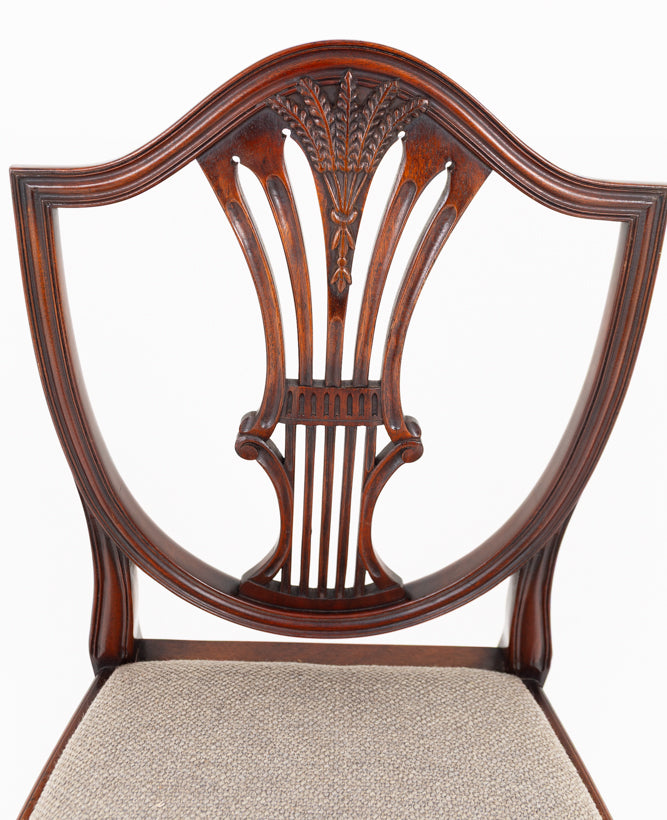 Set of 8 (6 + 2) Mahogany Shield Back Dining Chairs