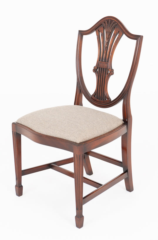Set of 8 (6 + 2) Mahogany Shield Back Dining Chairs