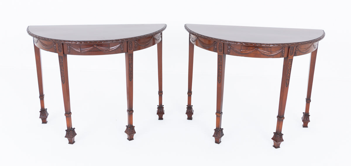 Stunning Pair of Regency Style Mahogany Console Tables