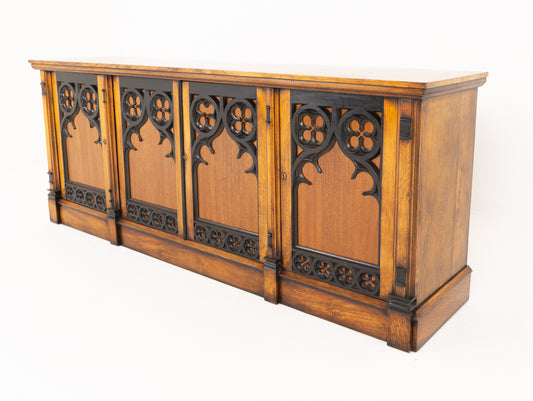 Superb Oak Side Cabinet with Gothic Elements